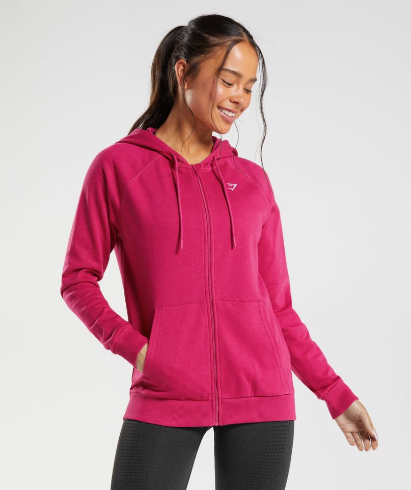 Bluzy Z Kapturem Gymshark Treningowe Zip Damskie Fuksja | PL 463JGI